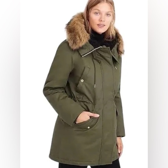J. Crew XXL - The Perfect Winter Parka Eco-Friendly PrimaLoft Dark Green - Picture 6 of 8